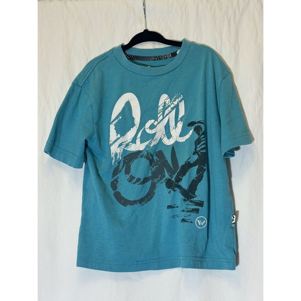Shaun White  Youth Size Small 4/4 Teal Short Sleeve Crew‎ Neck T-Shirt B18